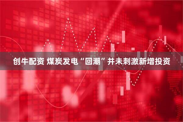 创牛配资 煤炭发电“回潮”并未刺激新增投资