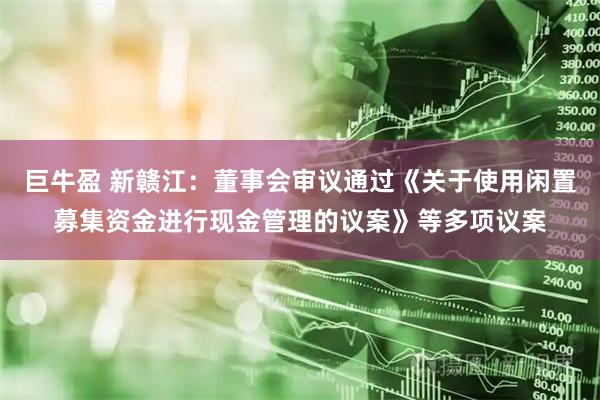 巨牛盈 新赣江：董事会审议通过《关于使用闲置募集资金进行现金管理的议案》等多项议案